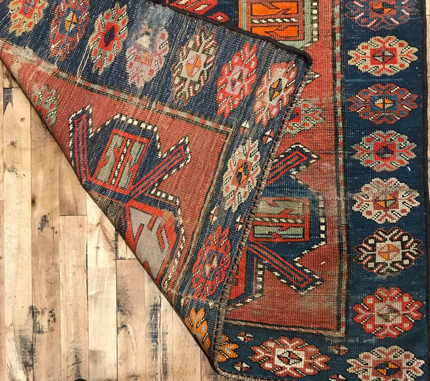 Antique Hand-Knotted Persian Eagle Kazak