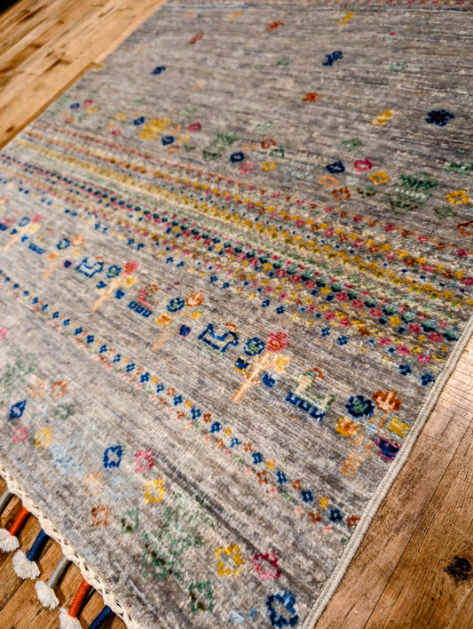 Pakistani Tribal Mint 2.5x4 hand-knotted Rug