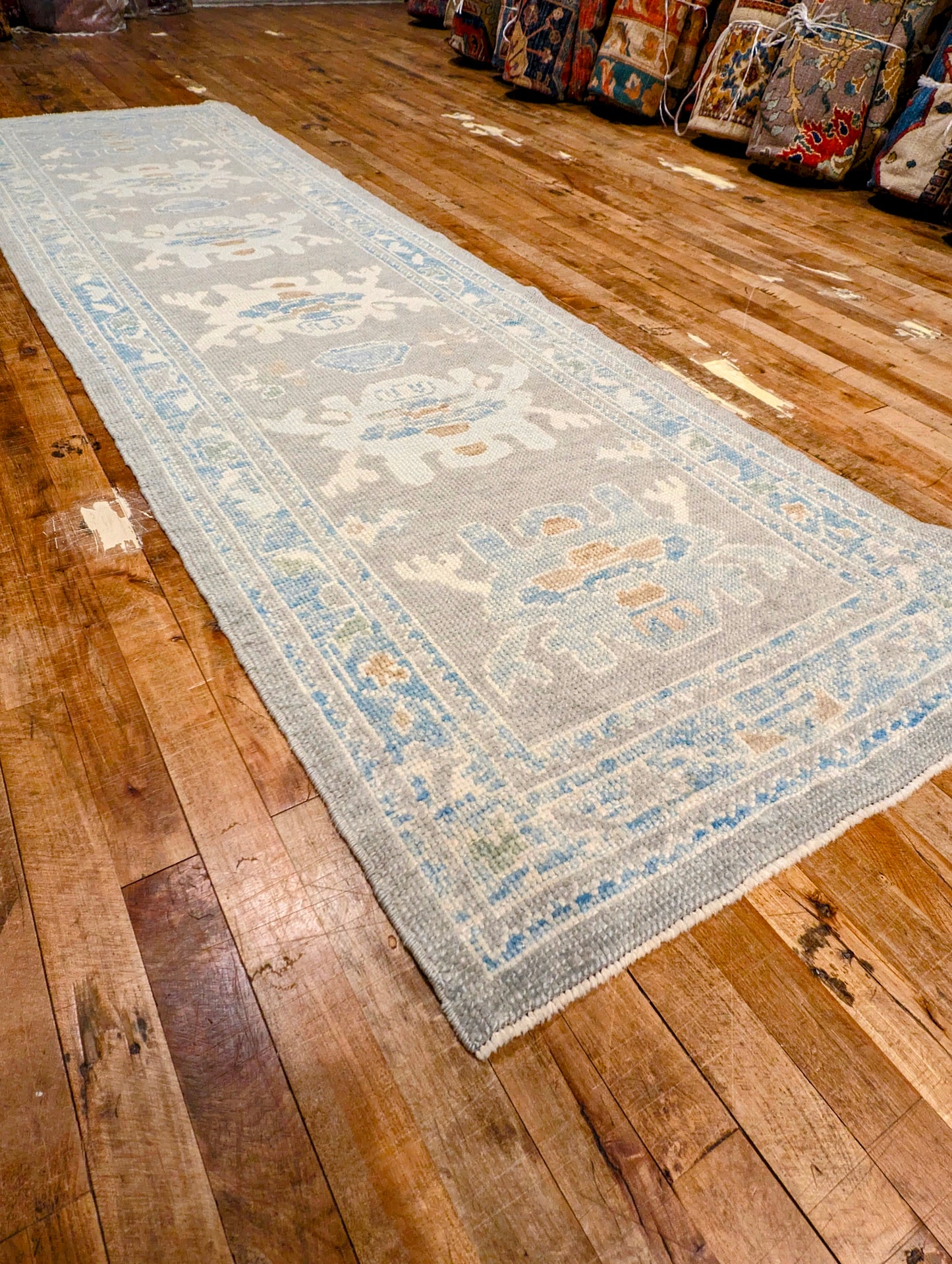 Turkish Oushak hand-knotted Runner Rug 2'8x9