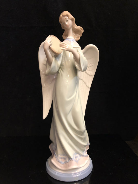 Lladro Angel with Tambourine Candleholder