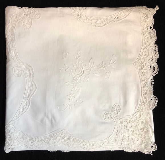 Hand-Embroidered Cotton Tablecloth 7-Piece Set