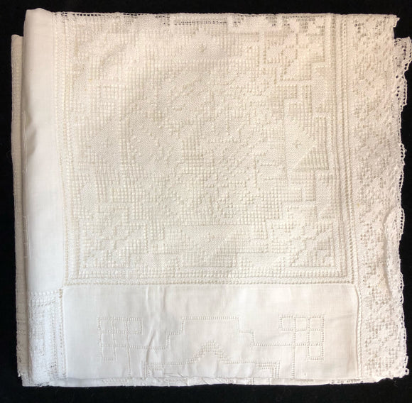 Army Navy Hand-Embroidered Linen Tablecloth 7-Piece Set