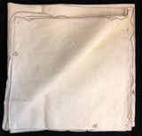 Ecru Hand-Embroidered Linen Tablecloth 5-Piece Set