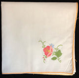 Pink and Orange Flowers Hand-Appliqued Easy Care Tablecloth Set
