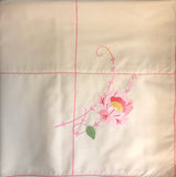 Pink Flowers Hand-Appliqued Easy Care Tablecloth Set