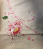 Pink Flowers Hand-Appliqued Easy Care Tablecloth Set