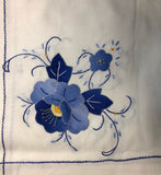 Blue Flowers Hand-Appliqued Easy Care Tablecloth Set