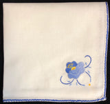 Blue Flowers Hand-Appliqued Easy Care Tablecloth Set