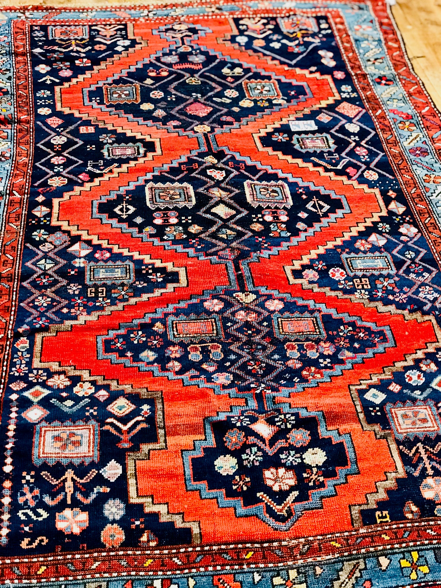 Antique Hand-Knotted Persian Kazak