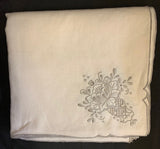 Vase Pattern Hand-Embroidered Linen Tablecloth Set