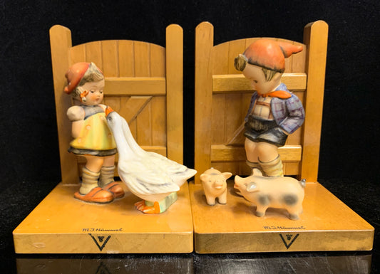 Hummel Goose Girl and Farm Boy Bookends